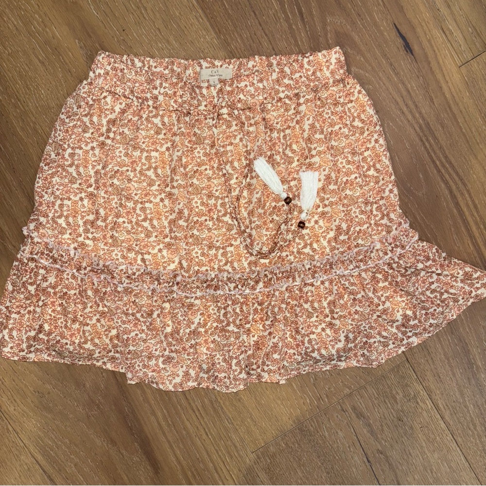 Chelsea & Violet Orange Cream Floral Mini Skirt Size S